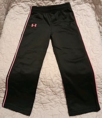 Under Armour Sweatpants Jogging Pants Black W Pink Stripe Size 3T - Image 1