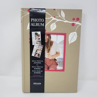 Pinnacle 4x6 Photo Album Fits 240 Photos Tan Floral Frame Cover New - Image 1