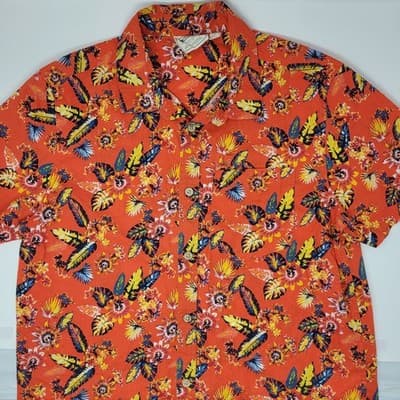 Tropical Floral Button Up Shirt UK M Chest 38" | Summer Resort Vacation Cotton - Image 1