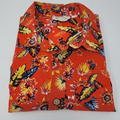 Tropical Floral Button Up Shirt UK M Chest 38" | Summer Resort Vacation Cotton - Thumbnail 6