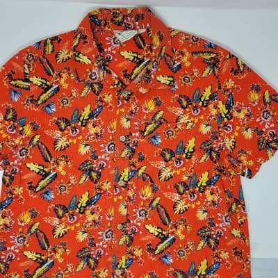 Tropical Floral Button Up Shirt UK M Chest 38" | Summer Resort Vacation Cotton - Thumbnail 2