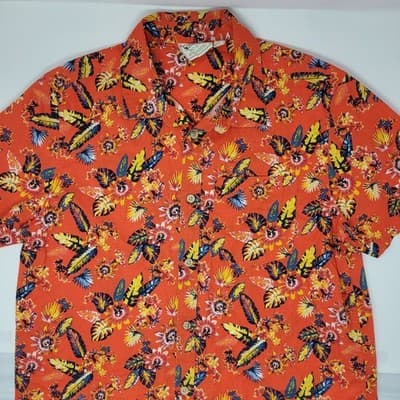 Tropical Floral Button Up Shirt UK M Chest 38" | Summer Resort Vacation Cotton - Thumbnail 3