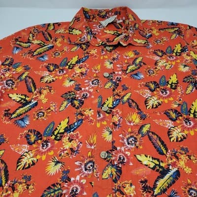 Tropical Floral Button Up Shirt UK M Chest 38" | Summer Resort Vacation Cotton - Thumbnail 4