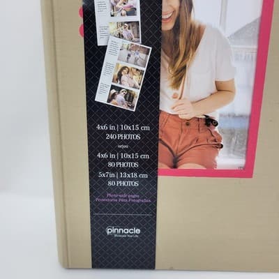 Pinnacle 4x6 Photo Album Fits 240 Photos Tan Floral Frame Cover New - Thumbnail 3