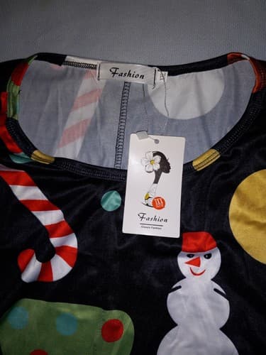 Christmas SNOWMAN Candy Canes Dress Long sleeve Dress 2XL XXL Fashion Women - Thumbnail 3