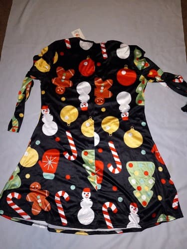 Christmas SNOWMAN Candy Canes Dress Long sleeve Dress 2XL XXL Fashion Women - Thumbnail 4