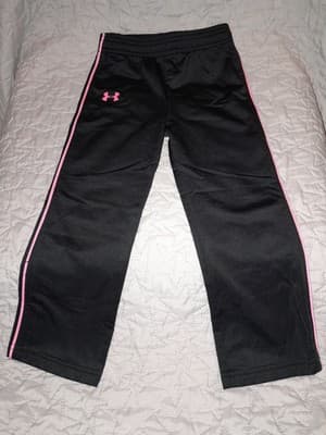 Under Armour Sweatpants Jogging Pants Black W Pink Stripe Size 3T - Thumbnail 2
