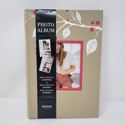 Pinnacle 4x6 Photo Album Fits 240 Photos Tan Floral Frame Cover New - Thumbnail 2