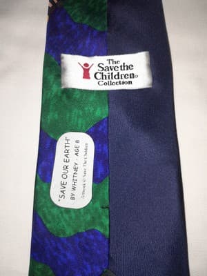 Vtg Save the Children Men’s Silk Necktie Abstract Art Pattern Tie Save The Earth - Thumbnail 4