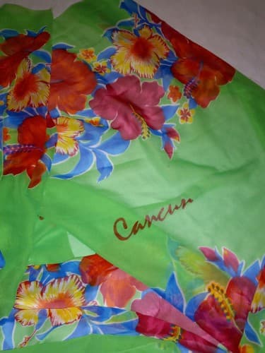 Cancun Mexico Floral Sarong Wrap 70x40 Beach Swim Cover Up – Boho Resortwear - Thumbnail 2