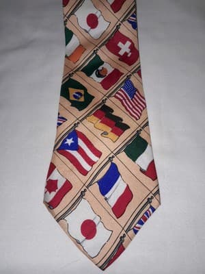 International Flags Men’s Necktie Multicolor Novelty Patriotic Retro Sports Tie - Image 1