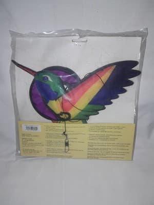 3D Twist Windspiration Rainbow Hummingbird Garden Wind Spinner Outdoor Decor - Image 1