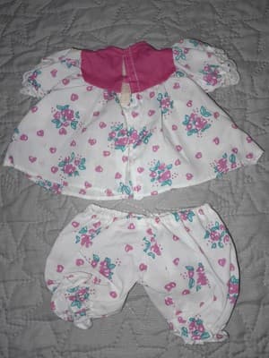1995 Unimax Doll Outfit Dress & Pants Pink Floral Fits Precious Playmates - Thumbnail 2