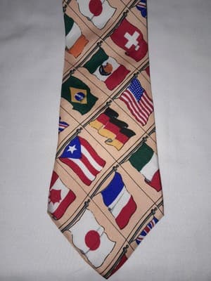 International Flags Men’s Necktie Multicolor Novelty Patriotic Retro Sports Tie - Thumbnail 2