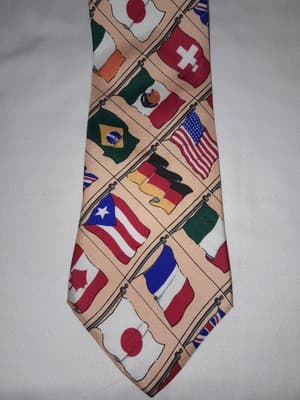International Flags Men’s Necktie Multicolor Novelty Patriotic Retro Sports Tie - Thumbnail 3
