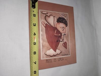 Handmade Polish Wood Wall Art Signed I. Samplawska “Angel From the Heart” Rustic - Thumbnail 5