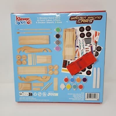 Klever Kits 4 DIY Wooden Race Cars-Build & Paint Your Own Wood Craft Kit, Cars - Thumbnail 2