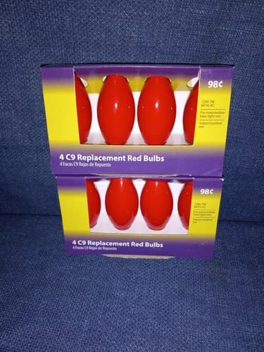 2x Replacement Bulbs Holiday 4 Packs C9 Ceramic RED Christmas Light Keepers - Image 1