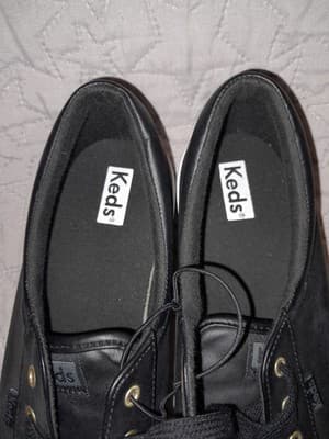 NEW Keds Lace Up Shoes Womens Size 10 (Narrow) Black Leather Sneakers - Thumbnail 3