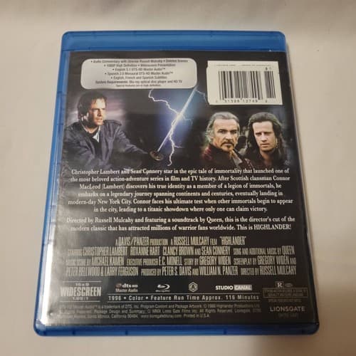 Highlander 1986 Directors Cut Blu-ray Christopher Lambert Sean Connery Lionsgate - Thumbnail 2