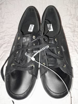 NEW Keds Lace Up Shoes Womens Size 10 (Narrow) Black Leather Sneakers - Thumbnail 2
