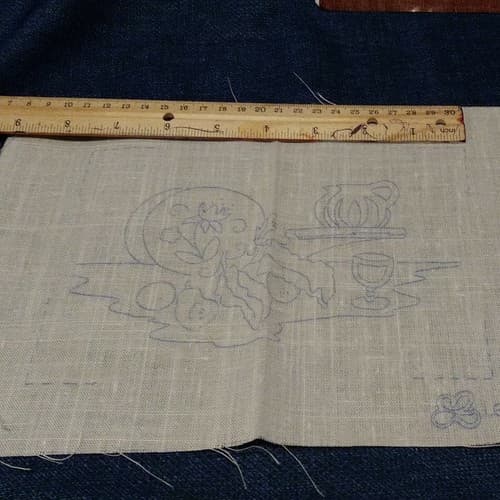 Vintage Blue Onion Plate Still Life Picture 1975 LeeWards Needlepoint Kit 7"x5" - Thumbnail 3