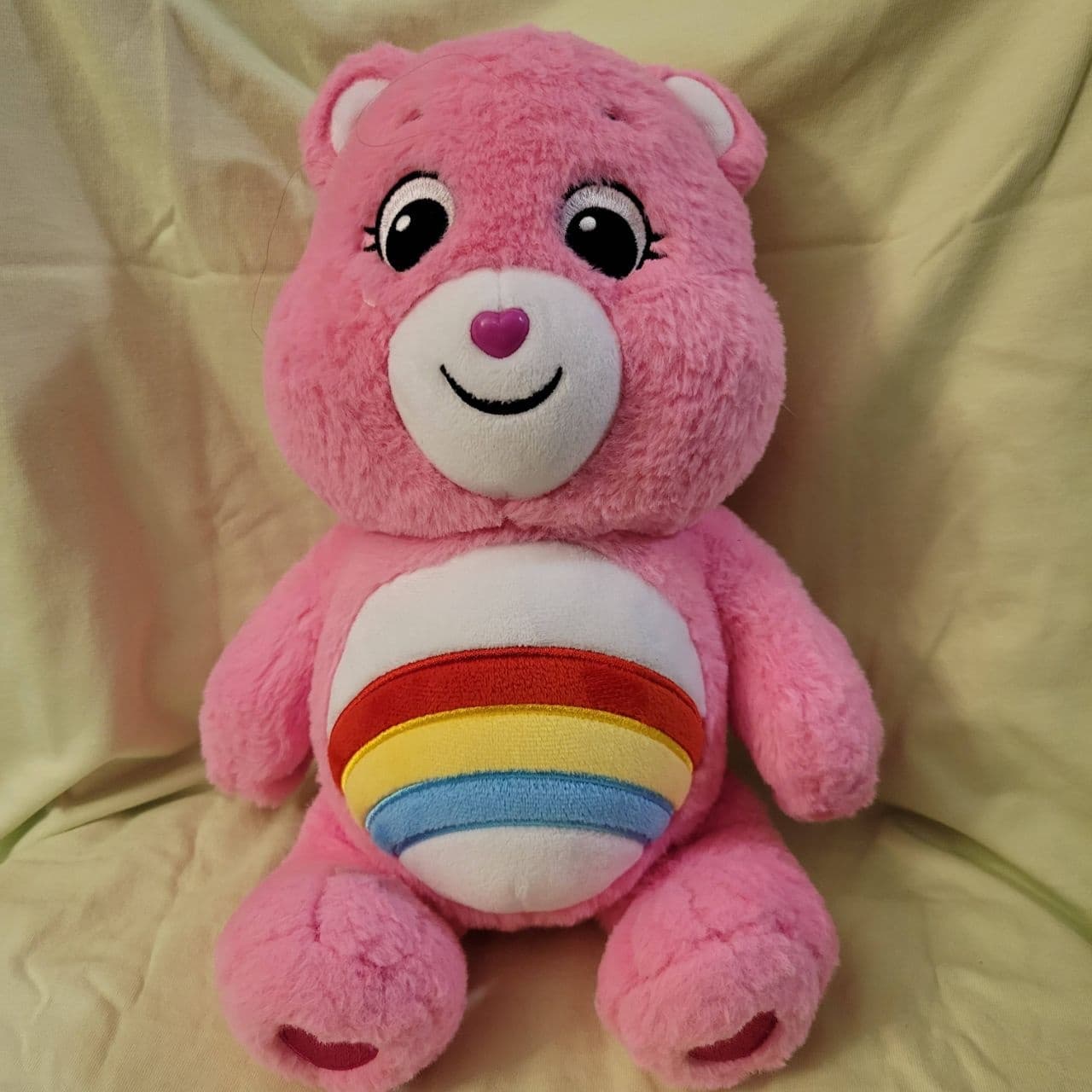 Care Bears Cheer Bear Plush Pink Rainbow Belly Soft Stuffed Animal Toy 14" - Image 1