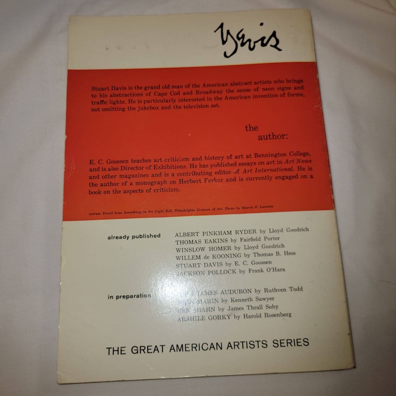 Stuart Davis by E.C. Goossen Great American Artists Series 1960s Art Book - Thumbnail 3