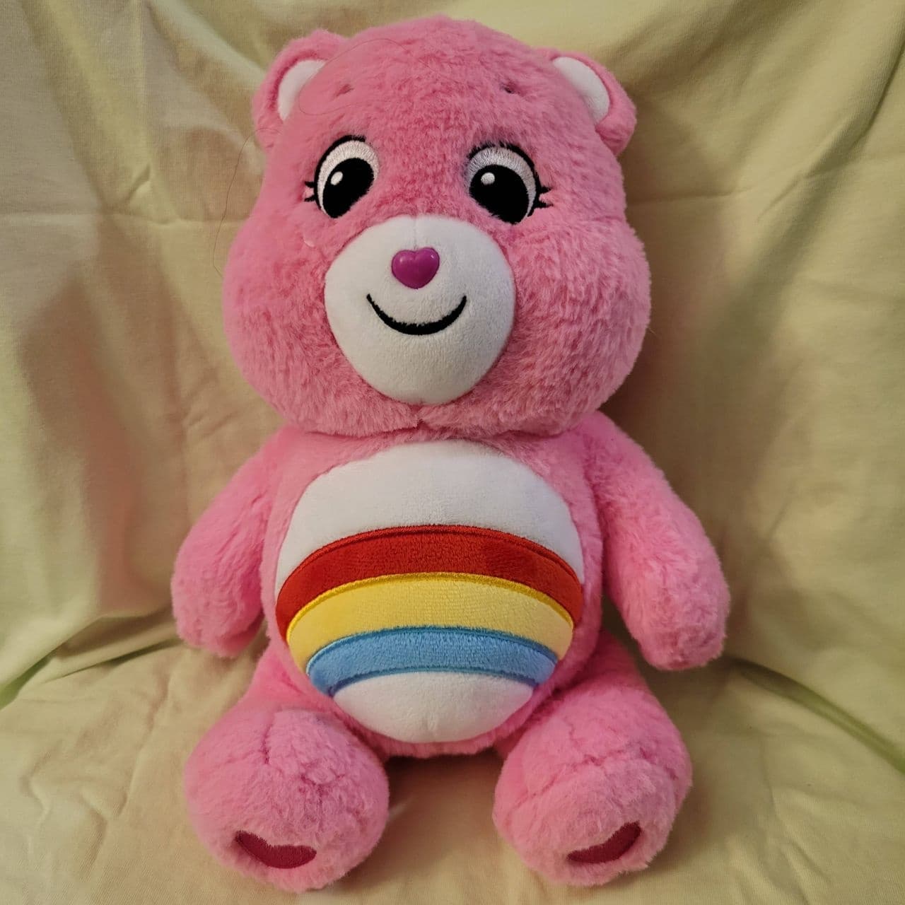 Care Bears Cheer Bear Plush Pink Rainbow Belly Soft Stuffed Animal Toy 14" - Thumbnail 2
