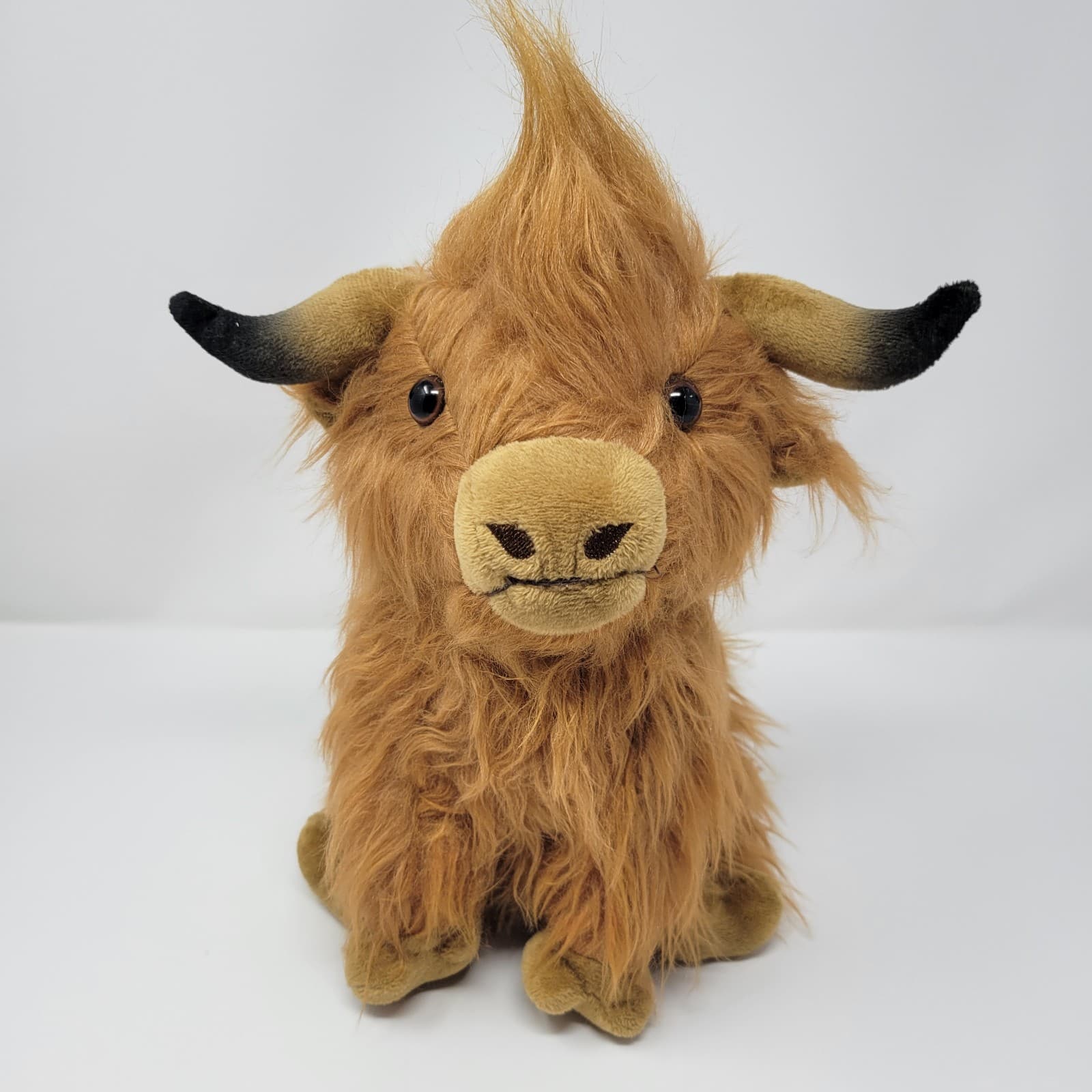 HIGHLAND COW Plush 11" Brown Shaggy Scottish Stuffed Animal Soft Farm Doll - Image 1