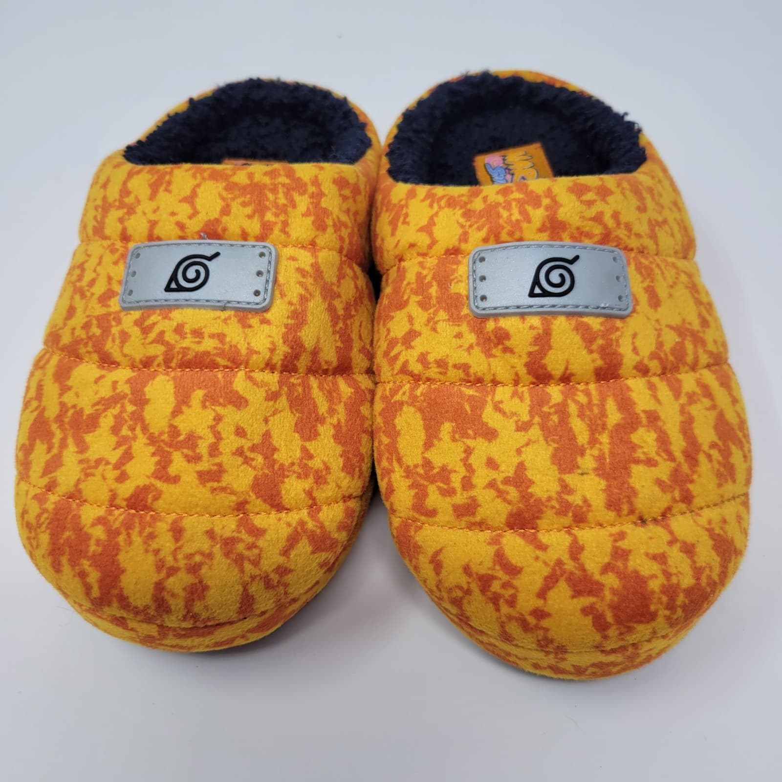 Naruto Shippuden Leaf Village Emblem Headband Style Youth Slippers Orange Sz 13 - Image 1