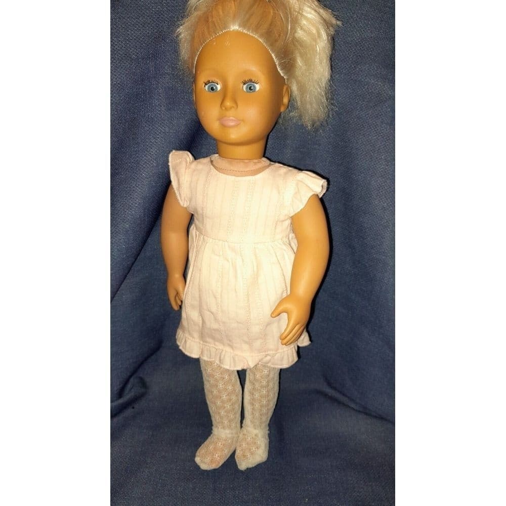 Our Generation Doll 18" Platinum Blonde Hair Blue Eyes Pink Dress Tights Battat - Thumbnail 3