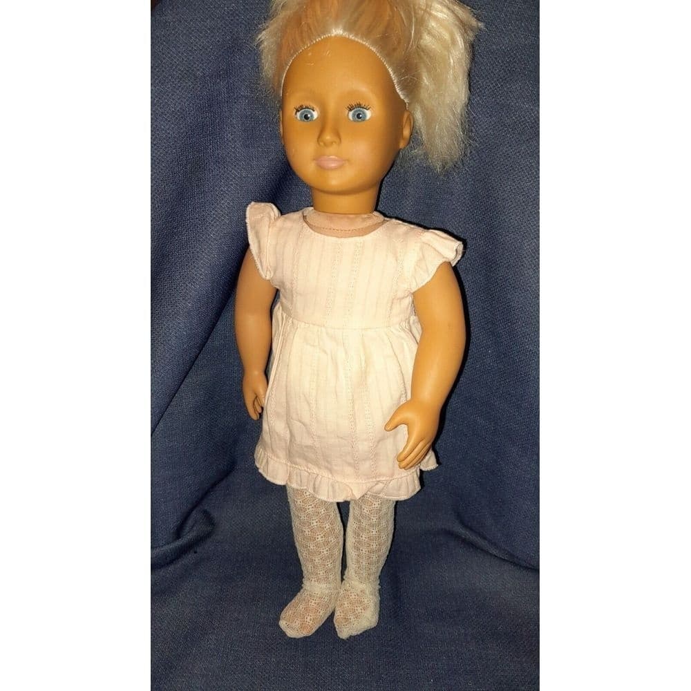 Our Generation Doll 18" Platinum Blonde Hair Blue Eyes Pink Dress Tights Battat - Thumbnail 4