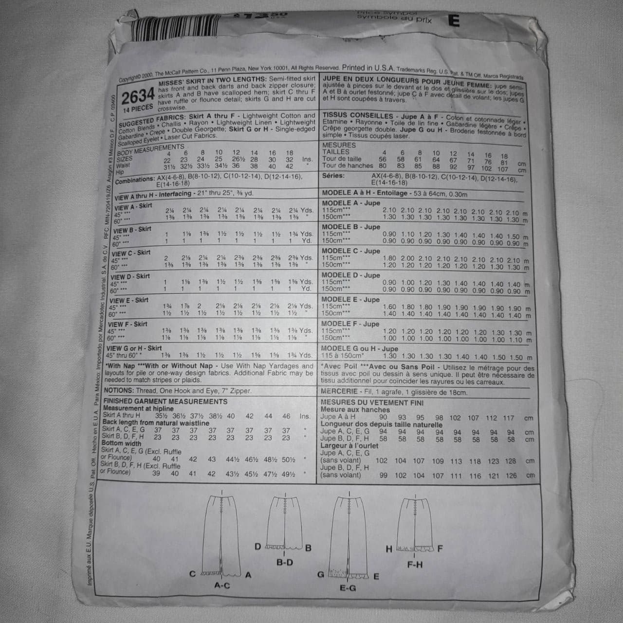 McCALLS 2634 Sewing Pattern Womens Sz 8-18 ALine Skirt 8 Great Looks Easy Vtg - Thumbnail 4