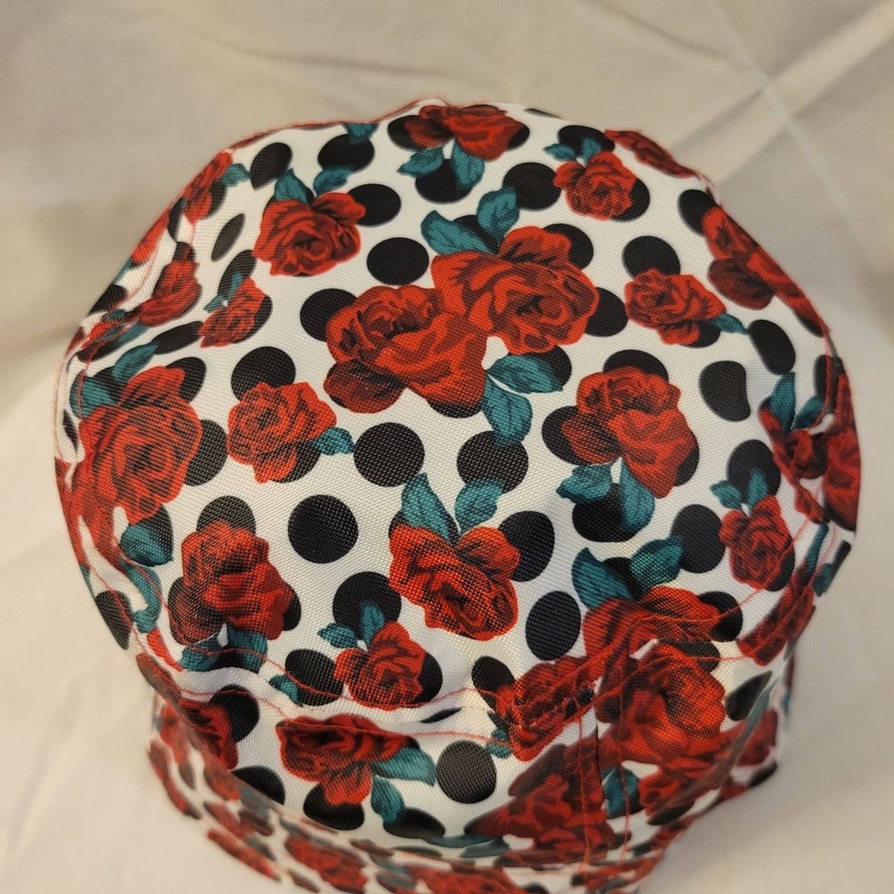 Luv Betsey Reversible Bucket Hat Betsey Johnson Red Floral Roses & Polka Dot - Thumbnail 3