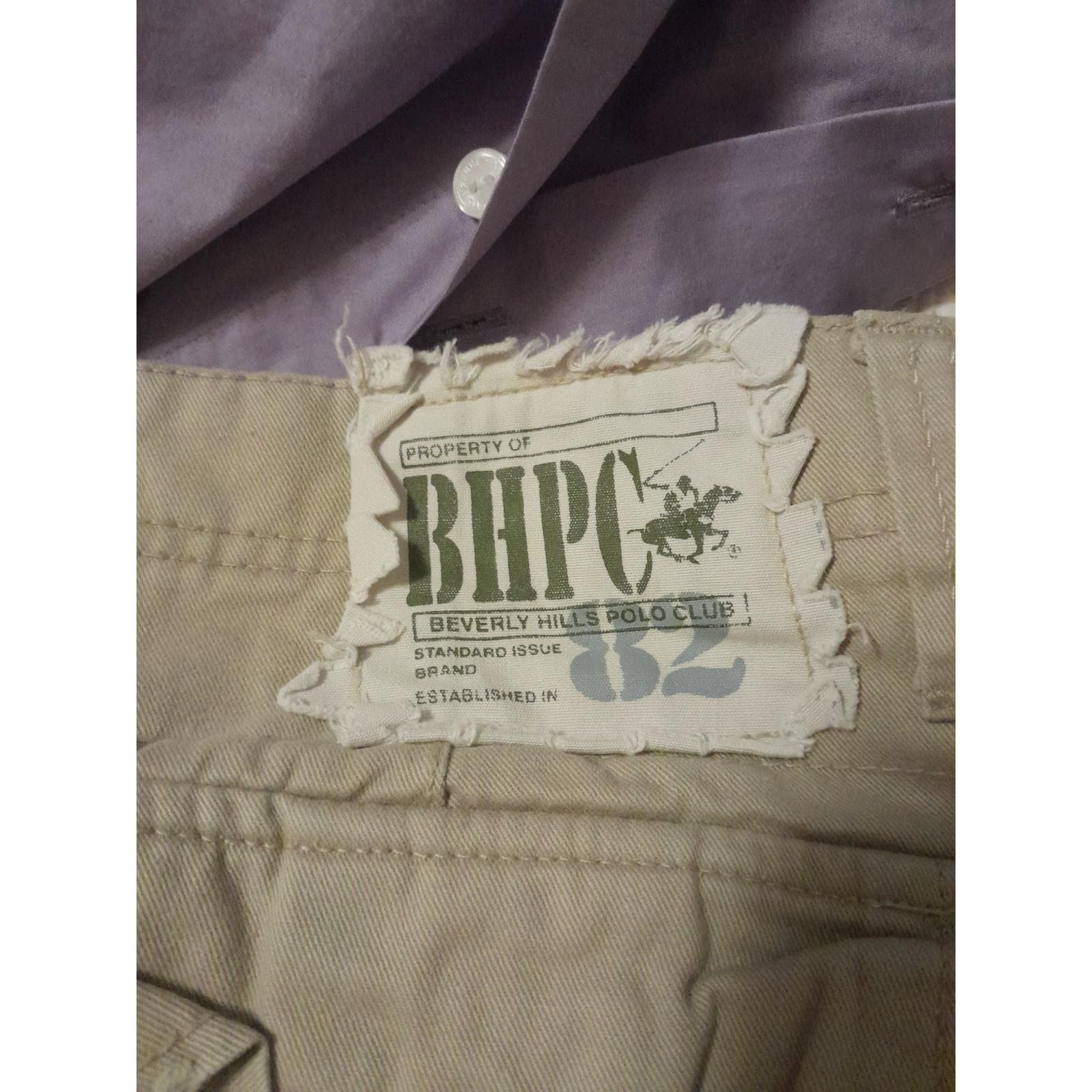 Beverly Hills Polo Club Khaki Shorts Size 36 Property Of BHPC 82 Standard Issue - Image 1