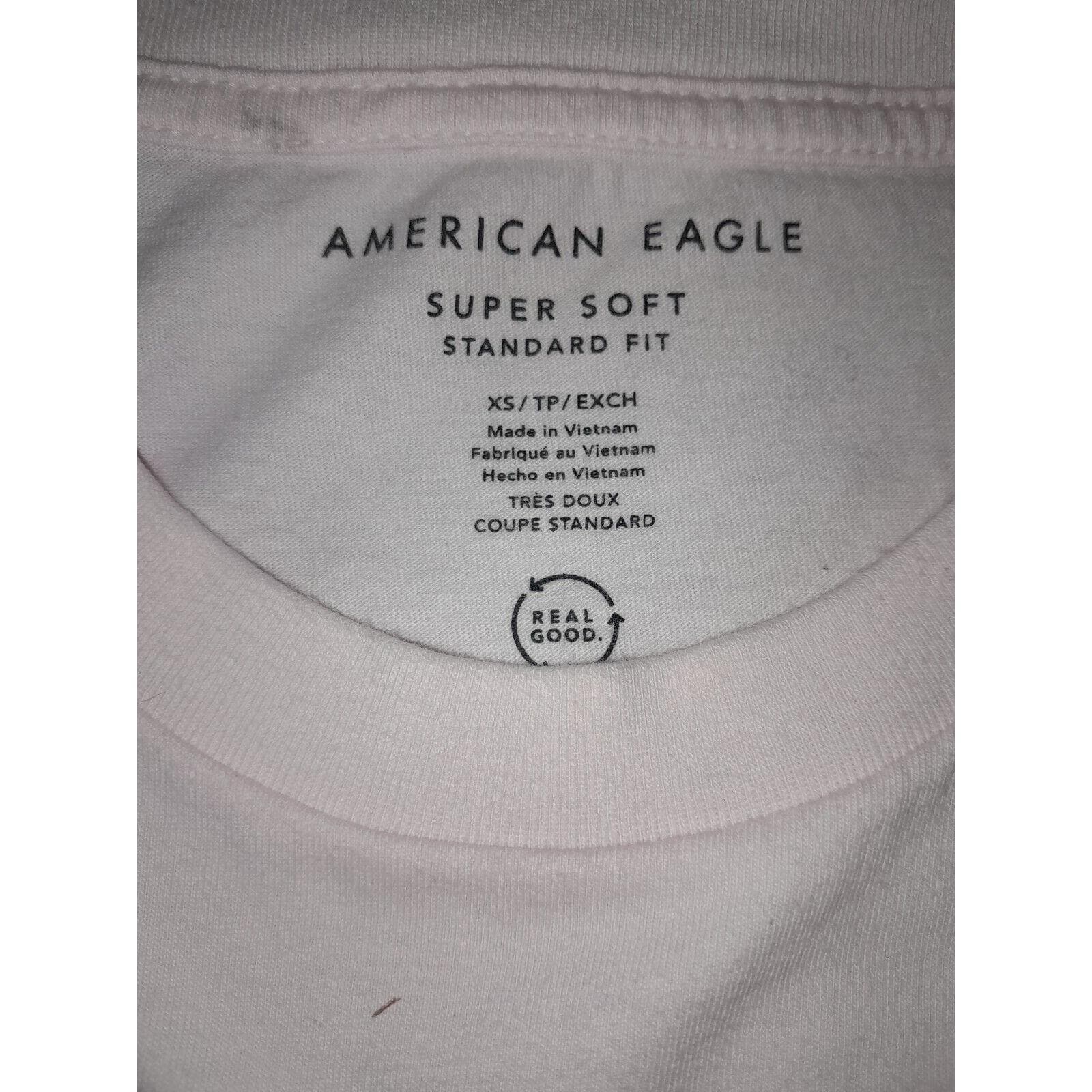 American Eagle Super Soft Standard Fit Pink T-shirt Graphic Eagle XS - Thumbnail 3