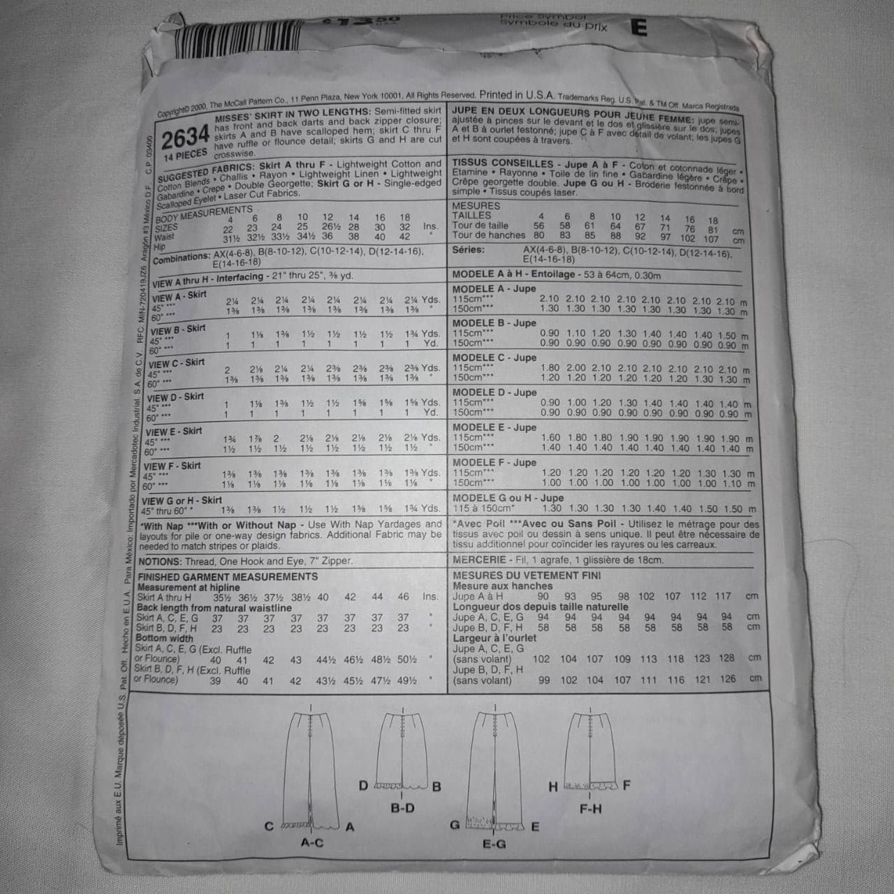 McCALLS 2634 Sewing Pattern Womens Sz 8-18 ALine Skirt 8 Great Looks Easy Vtg - Thumbnail 3
