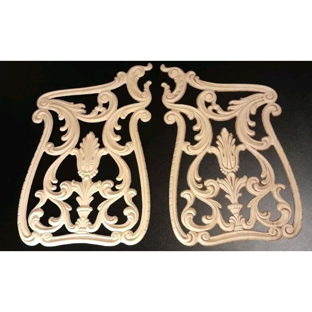 Acanthus Leaf Panels Furniture Applique Architectural Onlay 9 1/2" W X 15 5/8" H - Image 1