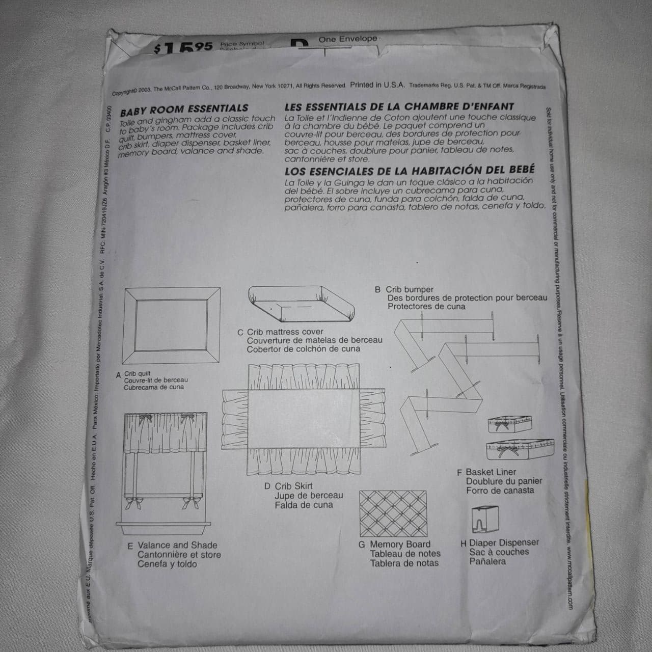 McCalls M4328 Pattern Baby Room Essentials Vintage inspired Nursery Quilt UC - Thumbnail 4