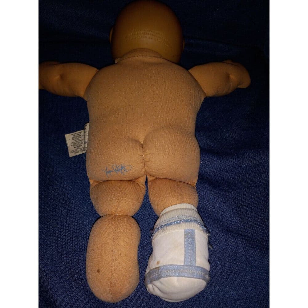 Uneeda Vintage Baby Doll Rare Mcmlxxx Plastic head All Cloth Body Bald Gree eyes - Thumbnail 6