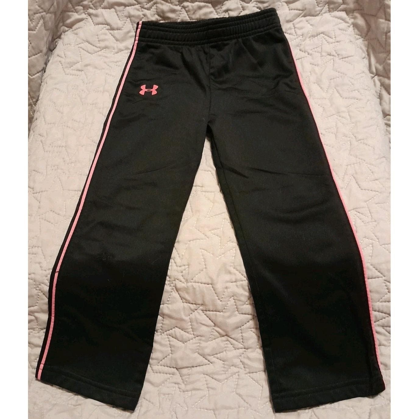 Under Armour Sweatpants Jogging Pants Black W Pink Stripe Size 3T - Image 1