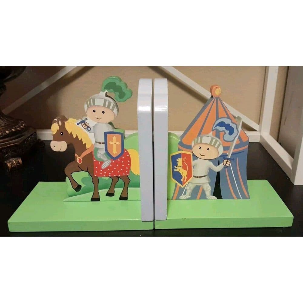 Fantasy Fields Knights Shinning Armor Knight Horse Sturdy Bookend Set Nursery - Thumbnail 2