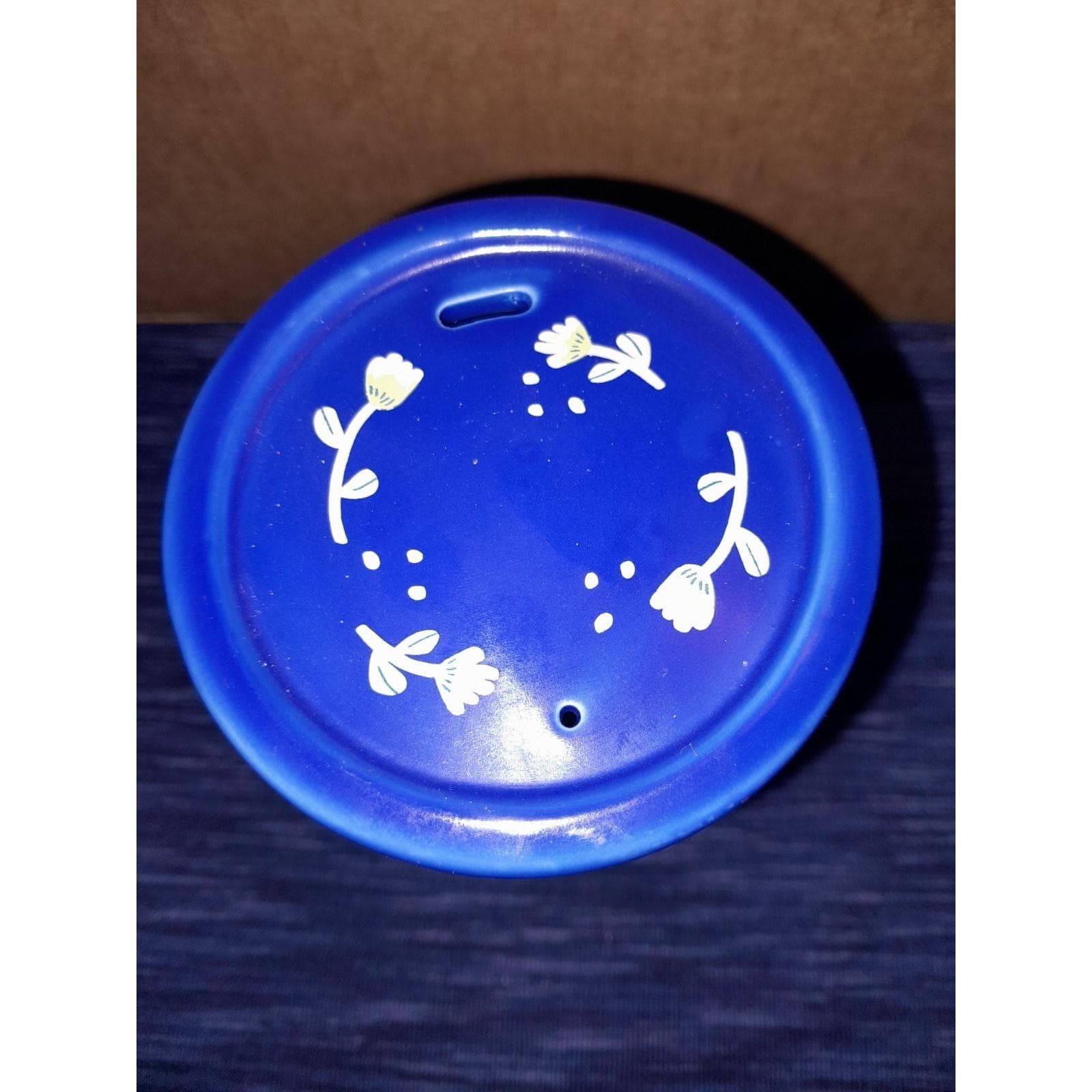 Super Mama Blue Stoneware Travel Mug Tumbler w/ Matching Lid Opalhouse - Thumbnail 3