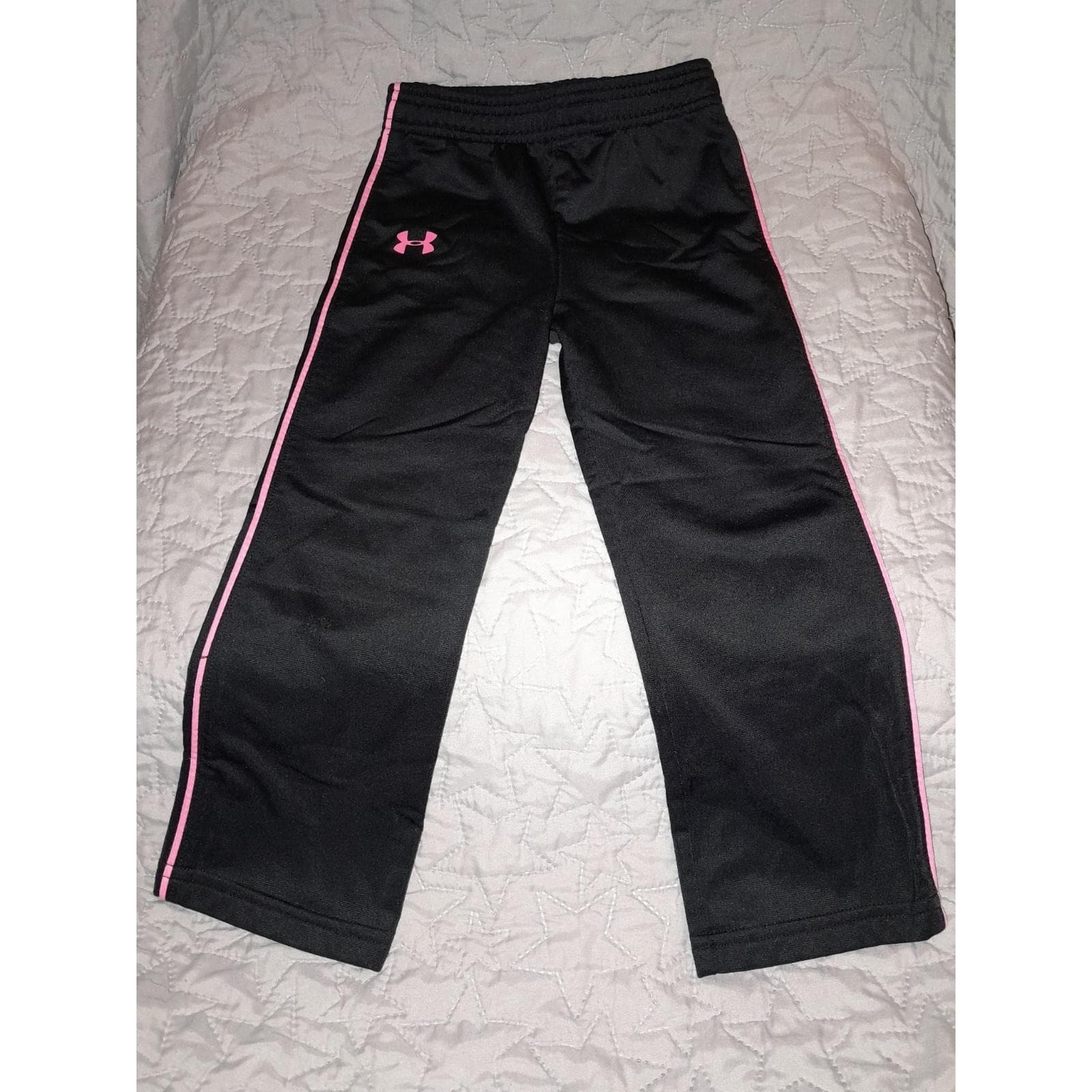 Under Armour Sweatpants Jogging Pants Black W Pink Stripe Size 3T - Thumbnail 3