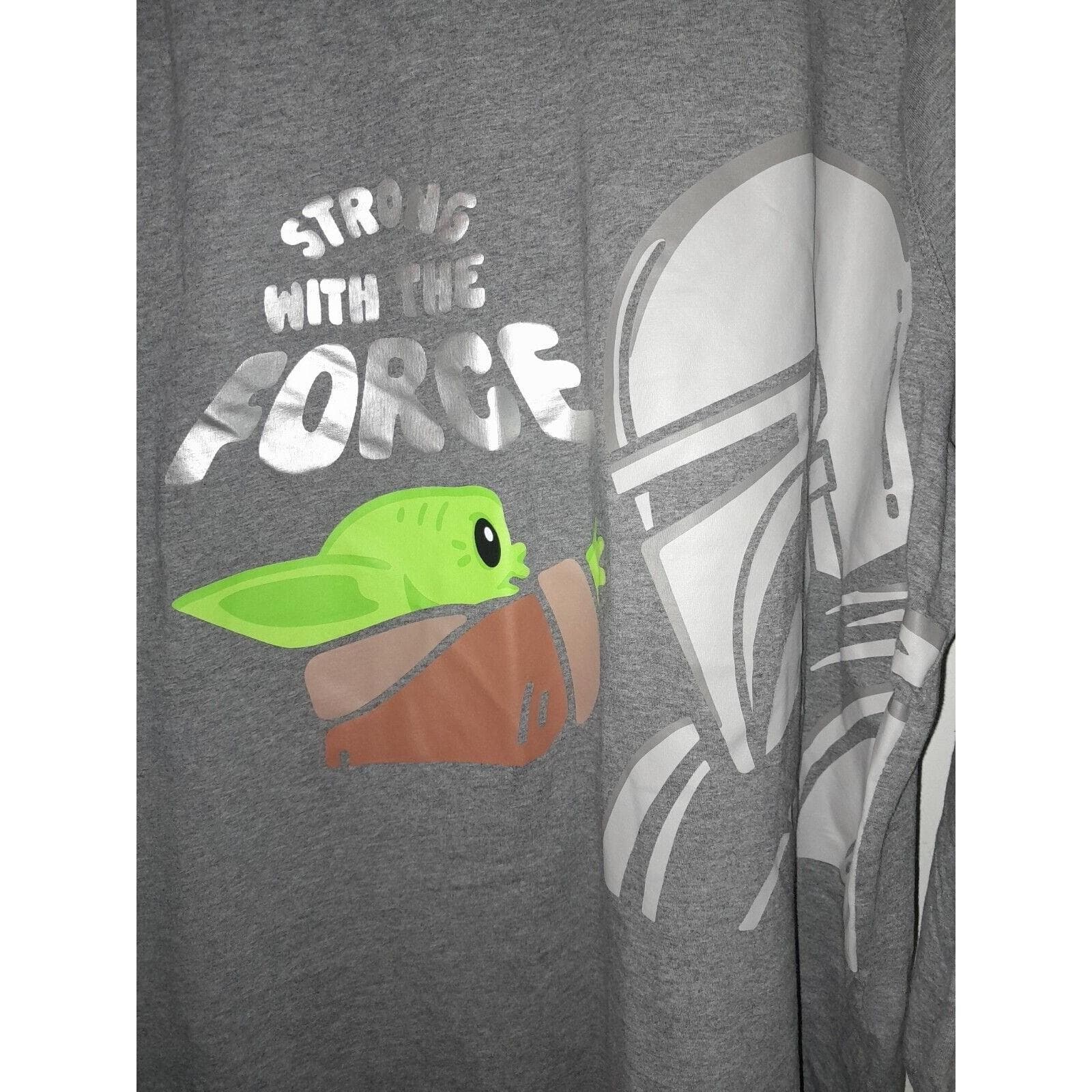 Star Wars Men's Adult XXXL (3XL) Baby Yoda Strong Force Long Sleeve Shirt - Thumbnail 2