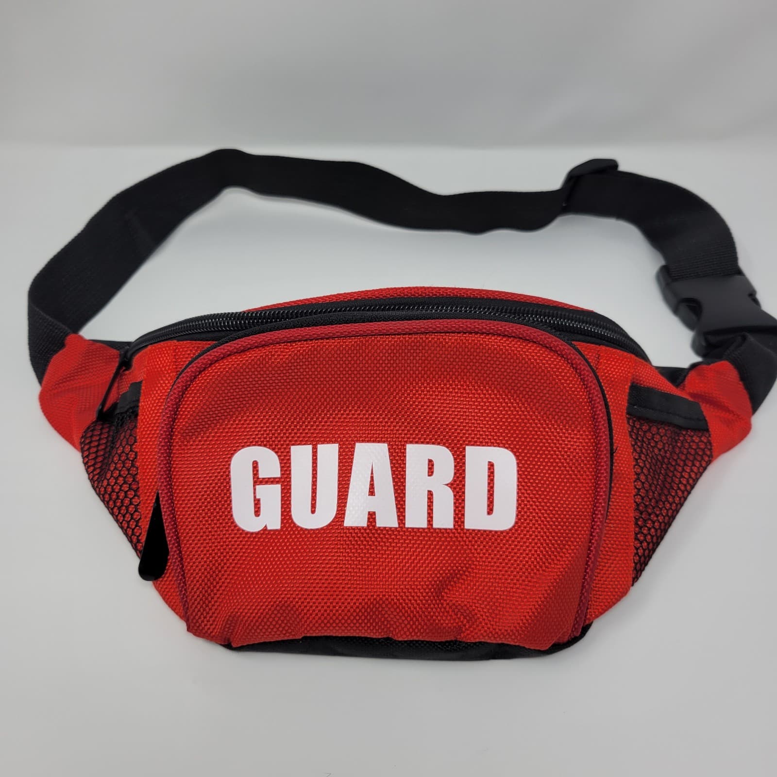 GUARD Waist Fanny Pack Red Adjustable 30"-41" Belt Bag with Whistle - Thumbnail 9
