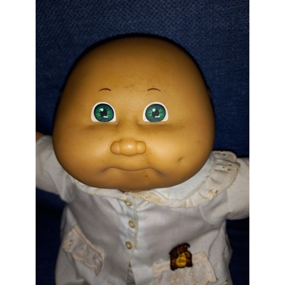Uneeda Vintage Baby Doll Rare Mcmlxxx Plastic head All Cloth Body Bald Gree eyes - Thumbnail 3