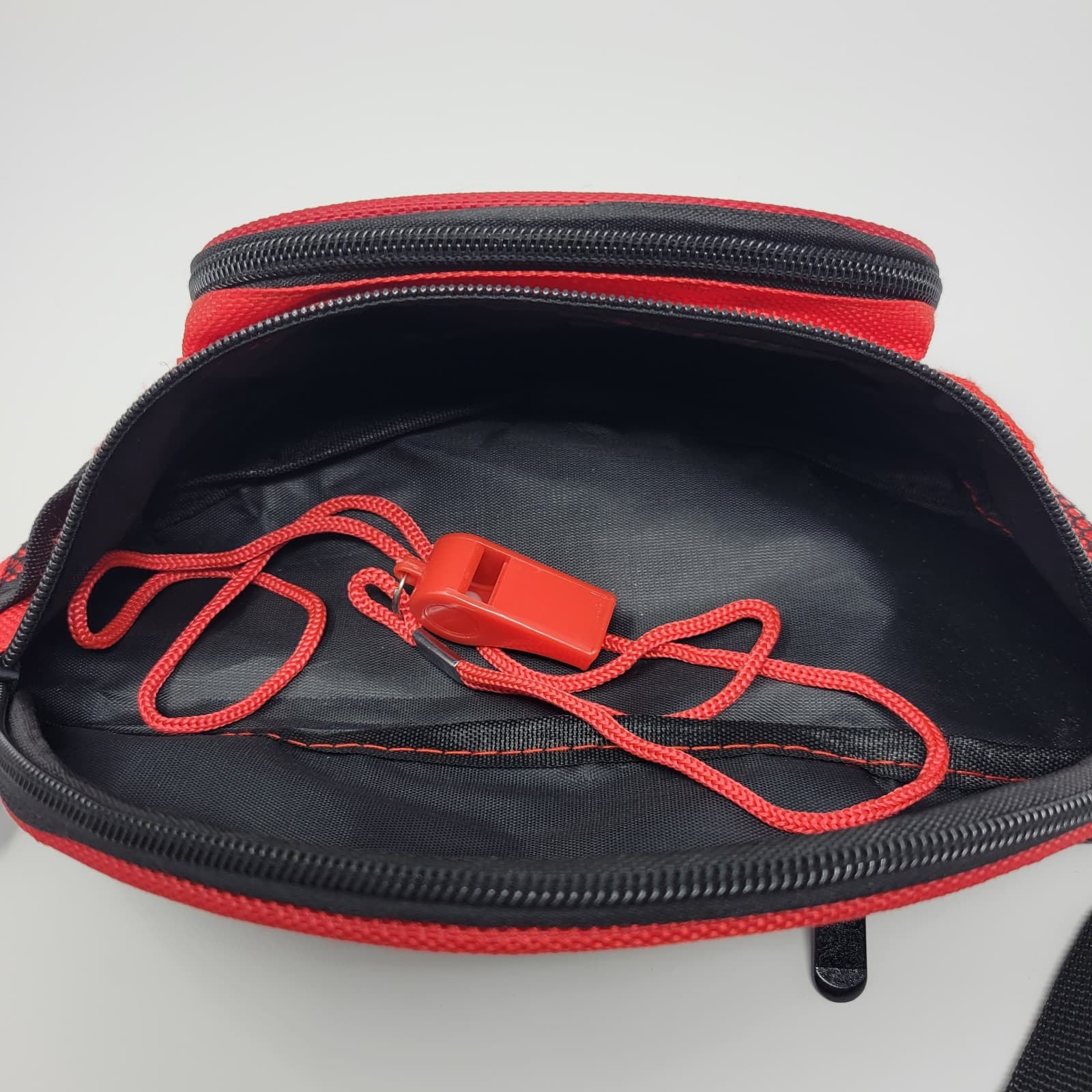 GUARD Waist Fanny Pack Red Adjustable 30"-41" Belt Bag with Whistle - Thumbnail 8