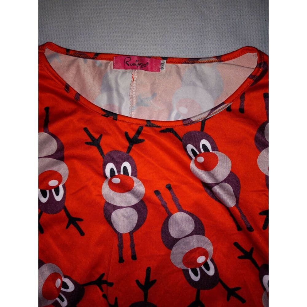 Rudolfo The Red Nose Reindeer Long Sleeve Dress 2XL / XXL Loose fit Raiyage - Thumbnail 3